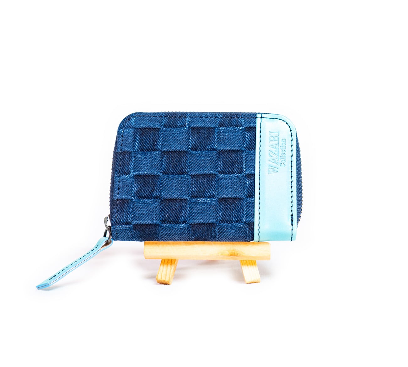 市松デニムキーケース-Dark｜デニム財布・小物『WAZAVI Collection』